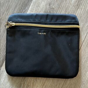 Trina Black Pouch with Gold Zipper